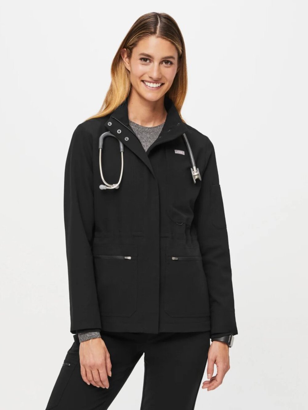 FIGS Page Scrub Jacket Black Women’s M 8 Pocket